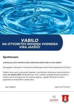 Vabilo_Otvoritev vodovodnega vira